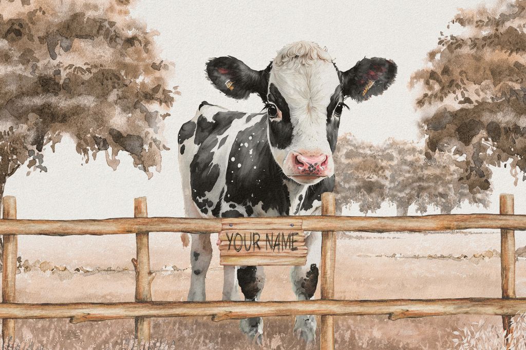 Jeune vache dans un pré taupe