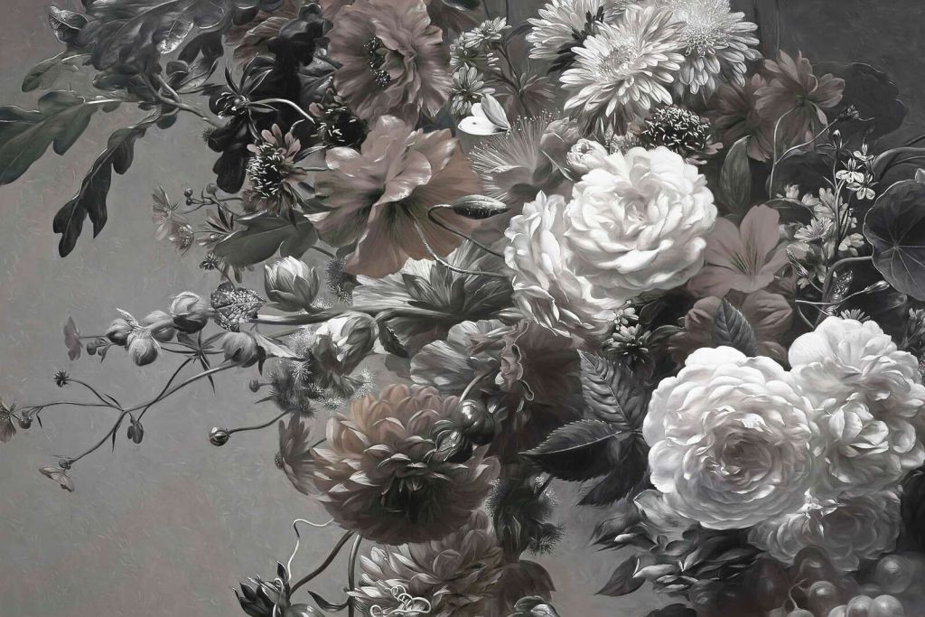 Grand bouquet avec des coquelicots sépia