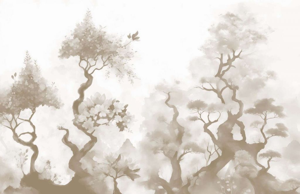 Arbres en fleurs gris