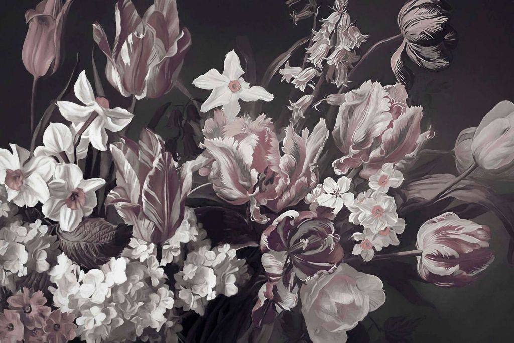 Bouquet avec des pions roses