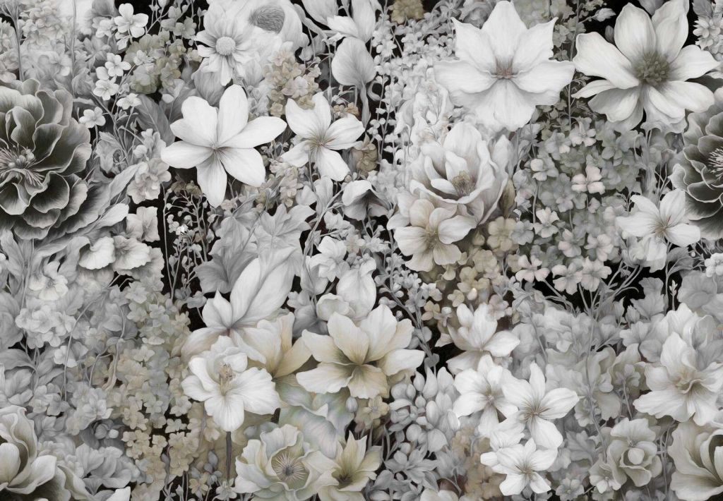 Festival de fleurs sans couture - gris