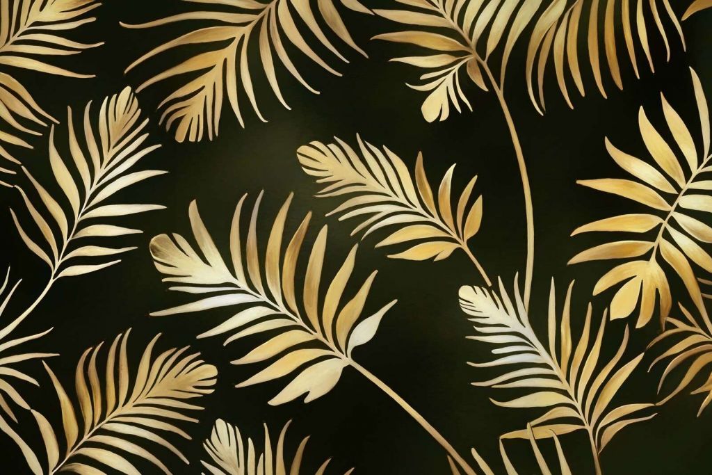 Feuilles dorées sur or foncé