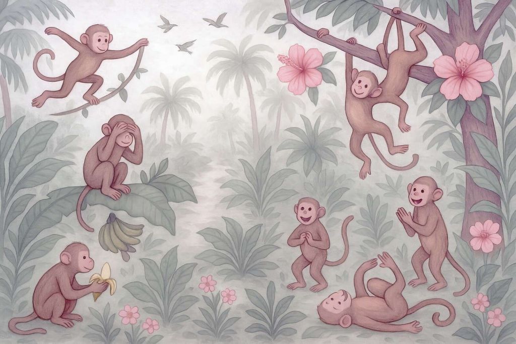 Singes espiègles dans la jungle.