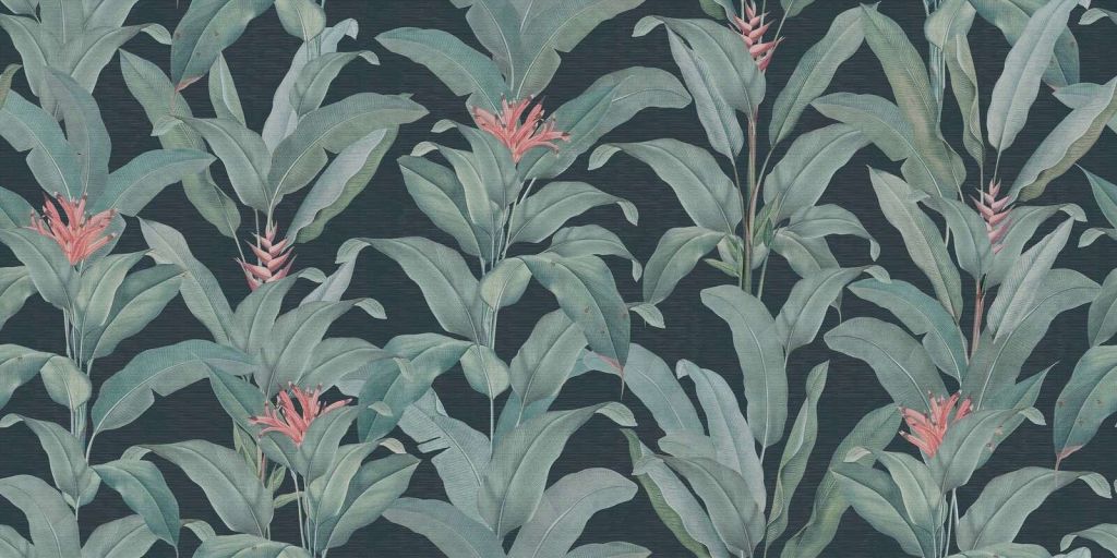 Héliconia tropical sur bleu nuit
