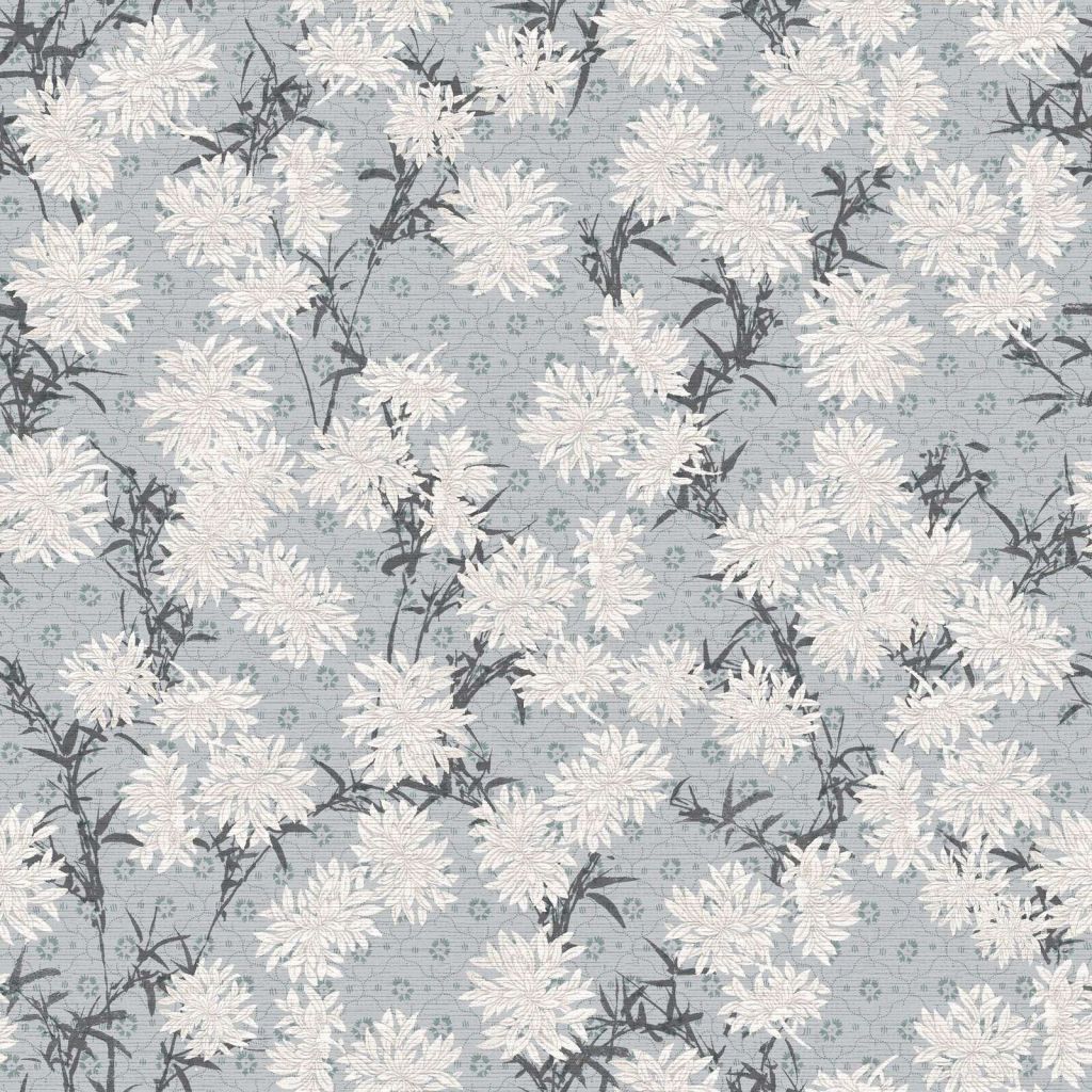 Chrysanthèmes blancs sur bleu brumeux