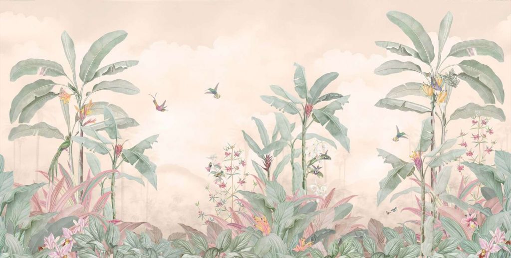 Colibris sous un ciel de nuages doux
