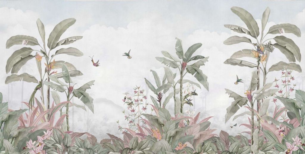 Colibris parmi les feuilles tropicales