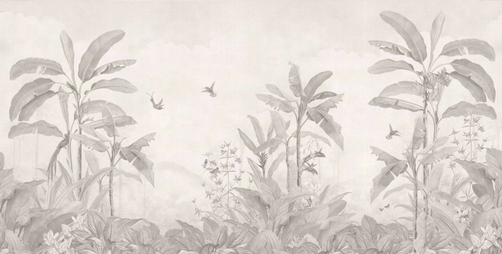 Jungle tropicale avec des colibris.