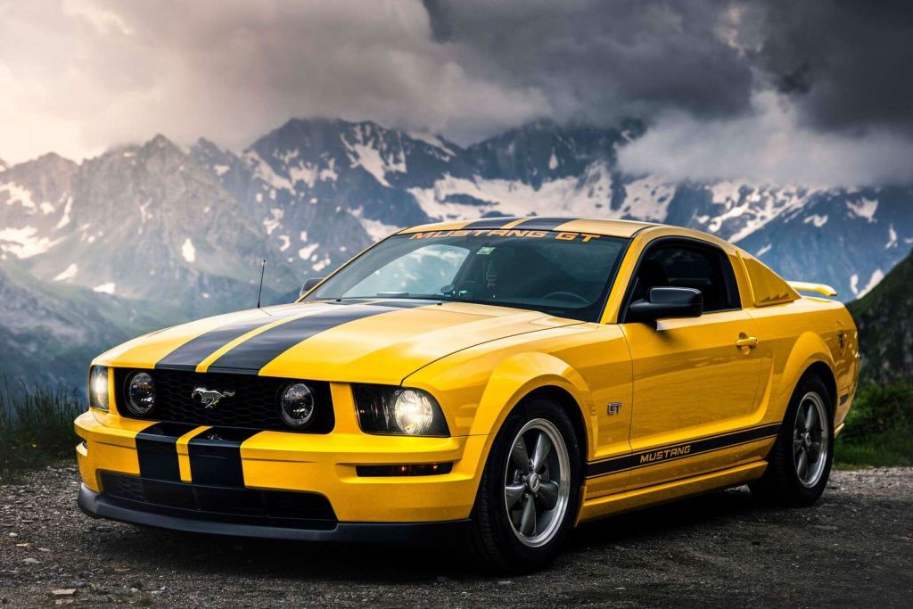 Mustang gelé dans un paysage montagneux