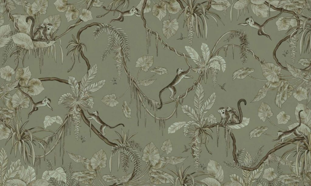 Playful Monkeys - Monochrome - Green