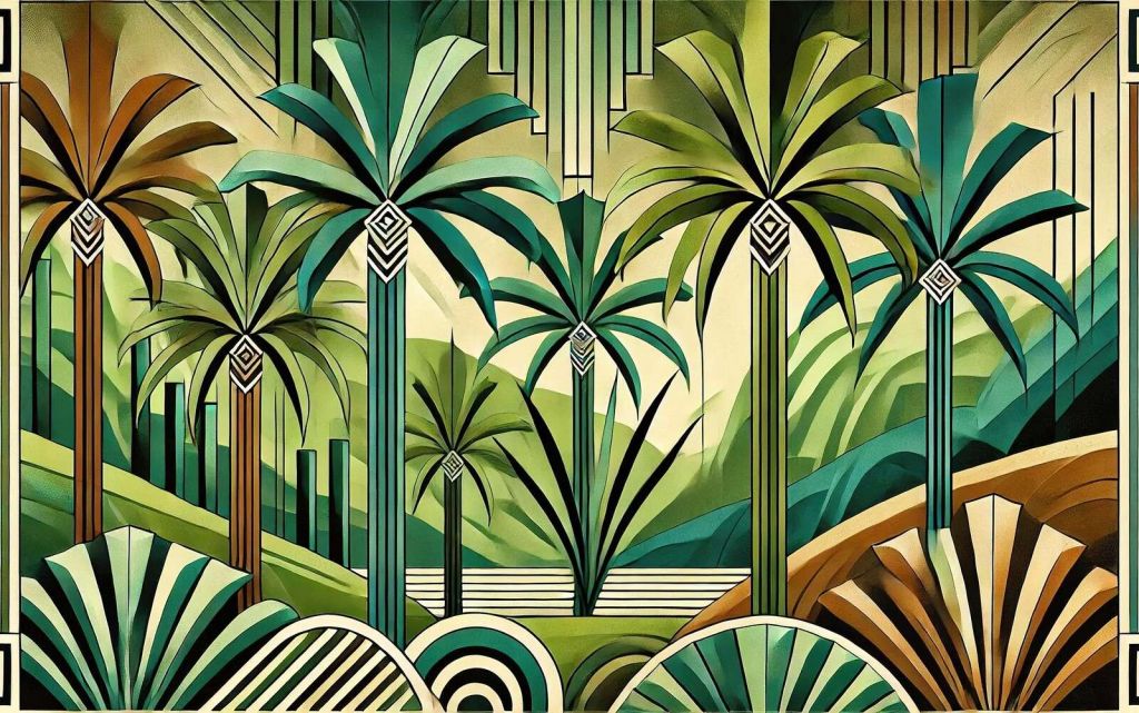 Des palmiers tropicaux en lignes Art déco.