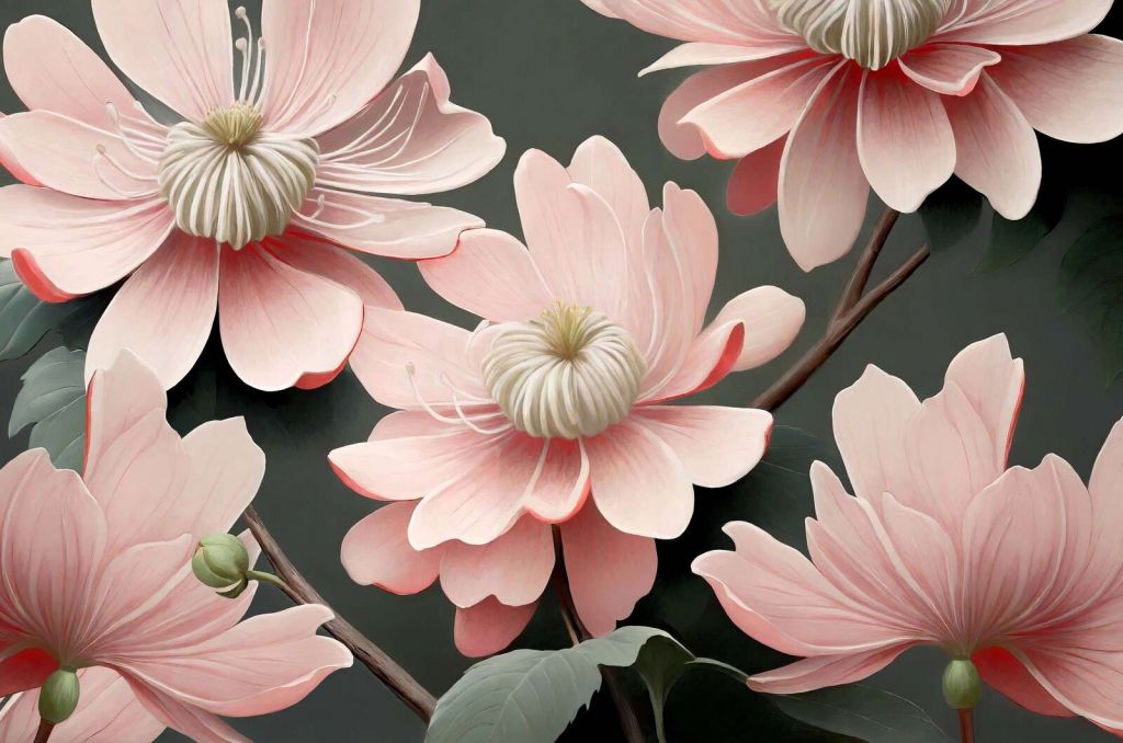 Fleurs de clématite douces en rose