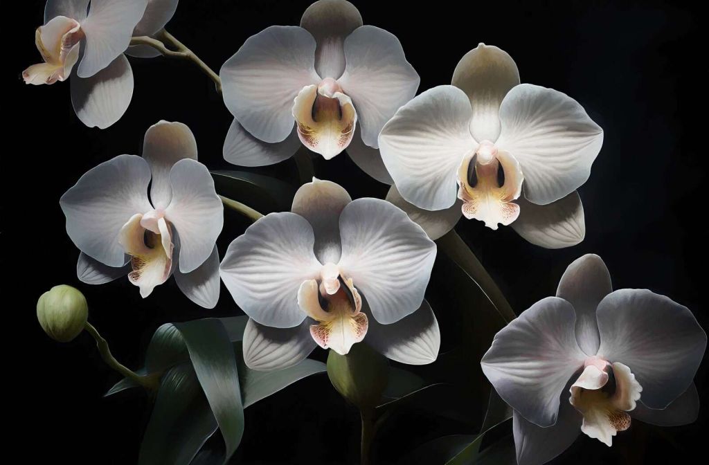 Orchidées blanches au cœur chaleureux