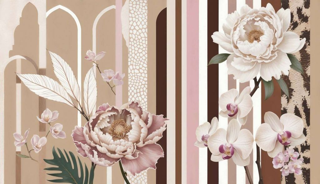 Fleurs avec des rayures et des rubans