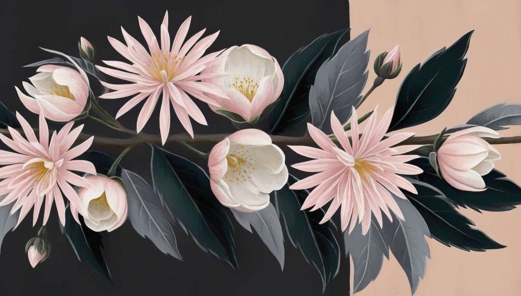 Clématide rose clair sur une branche