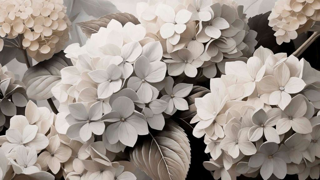 Hortensias couleur crème avec de la profondeur