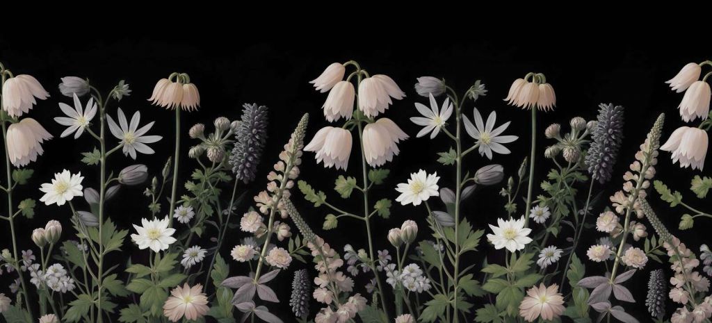 Fleurs des champs sombres avec floraison pastel