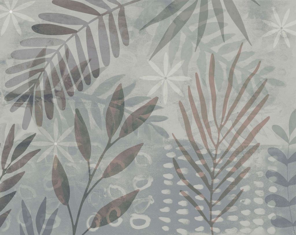 Collage de feuilles de palmier mélange gris brun