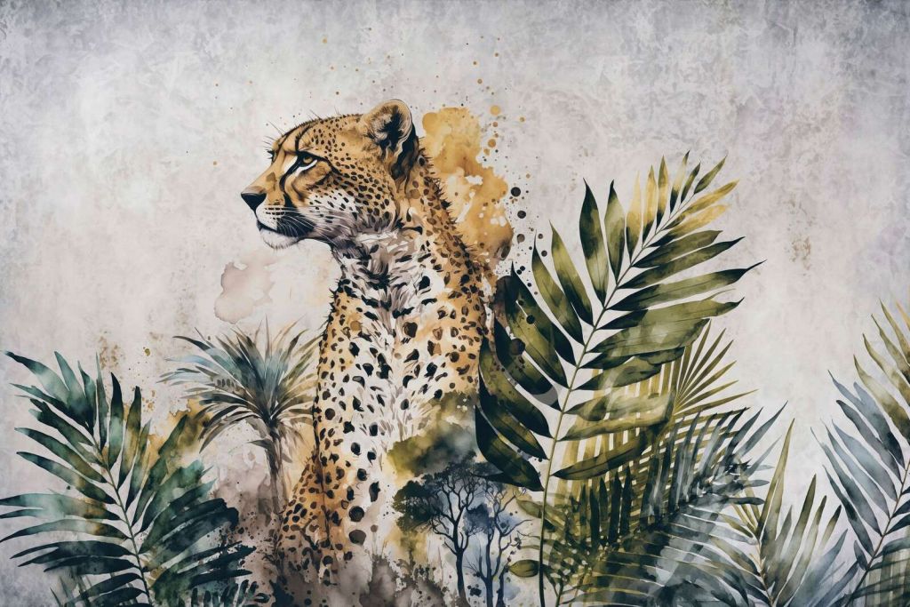 Peinture d’animaux sauvages de la jungle avec guépard