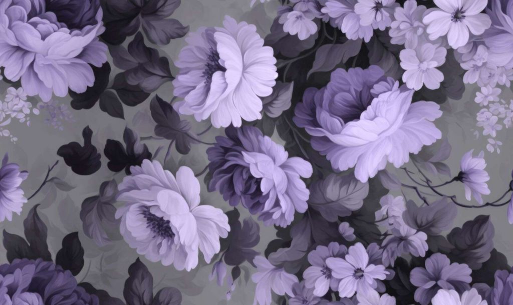 Nostalgic floral garden cottagecore purple