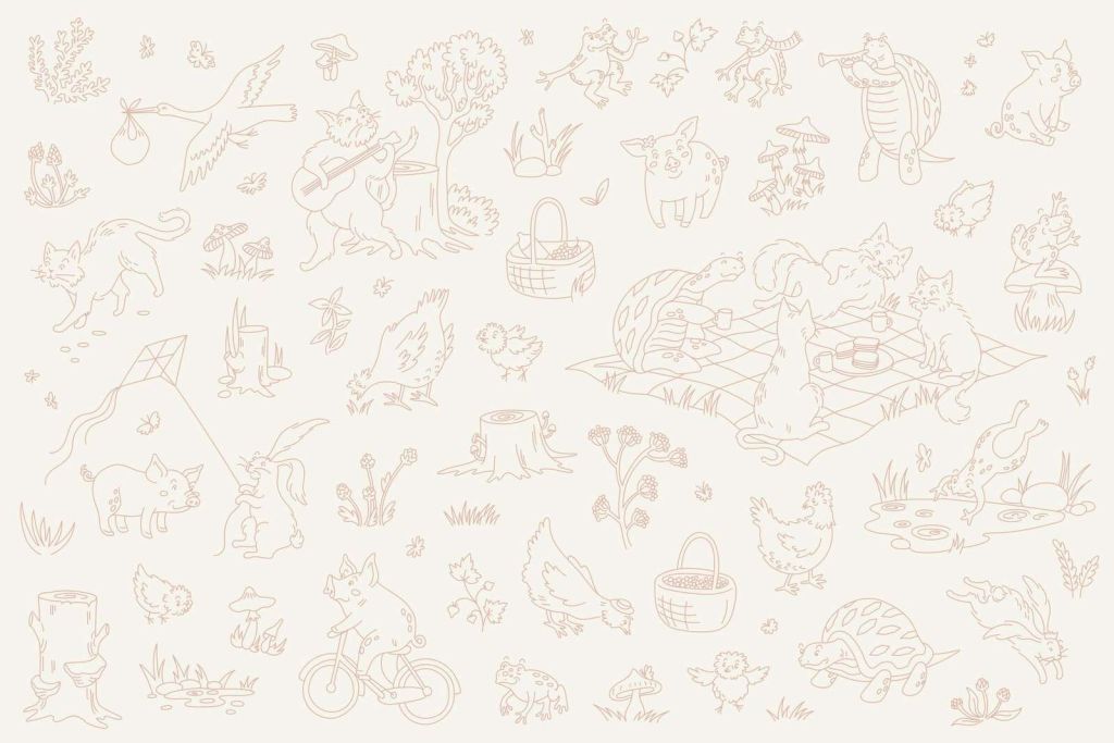 Animaux de la forêt calmes beige et rose