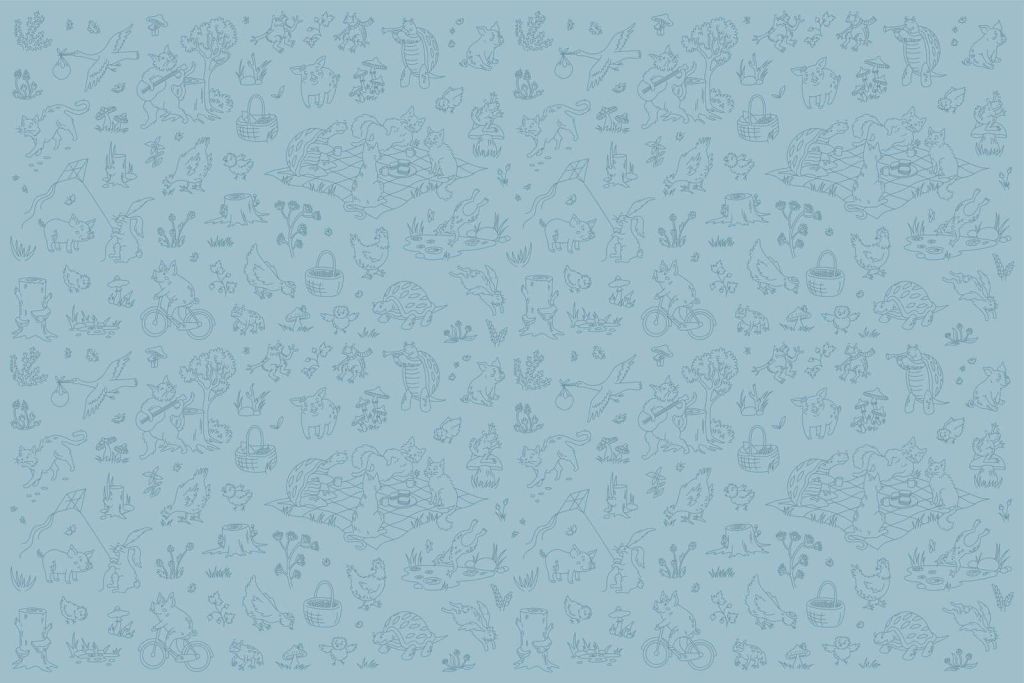 animaux de la forêt calmes, imprimé bleu