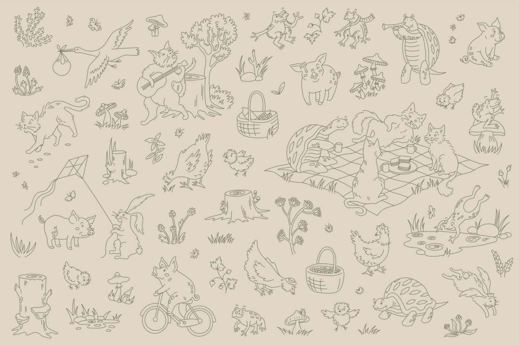 animaux de la forêt, calme, taupe, vert