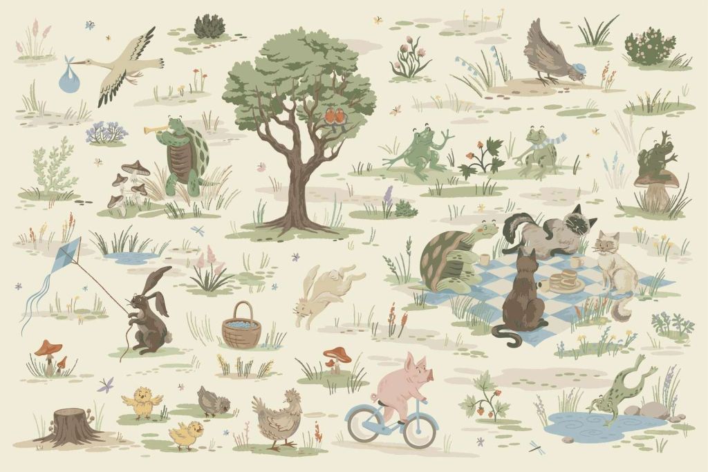 Animaux de la forêt colorés en bleu