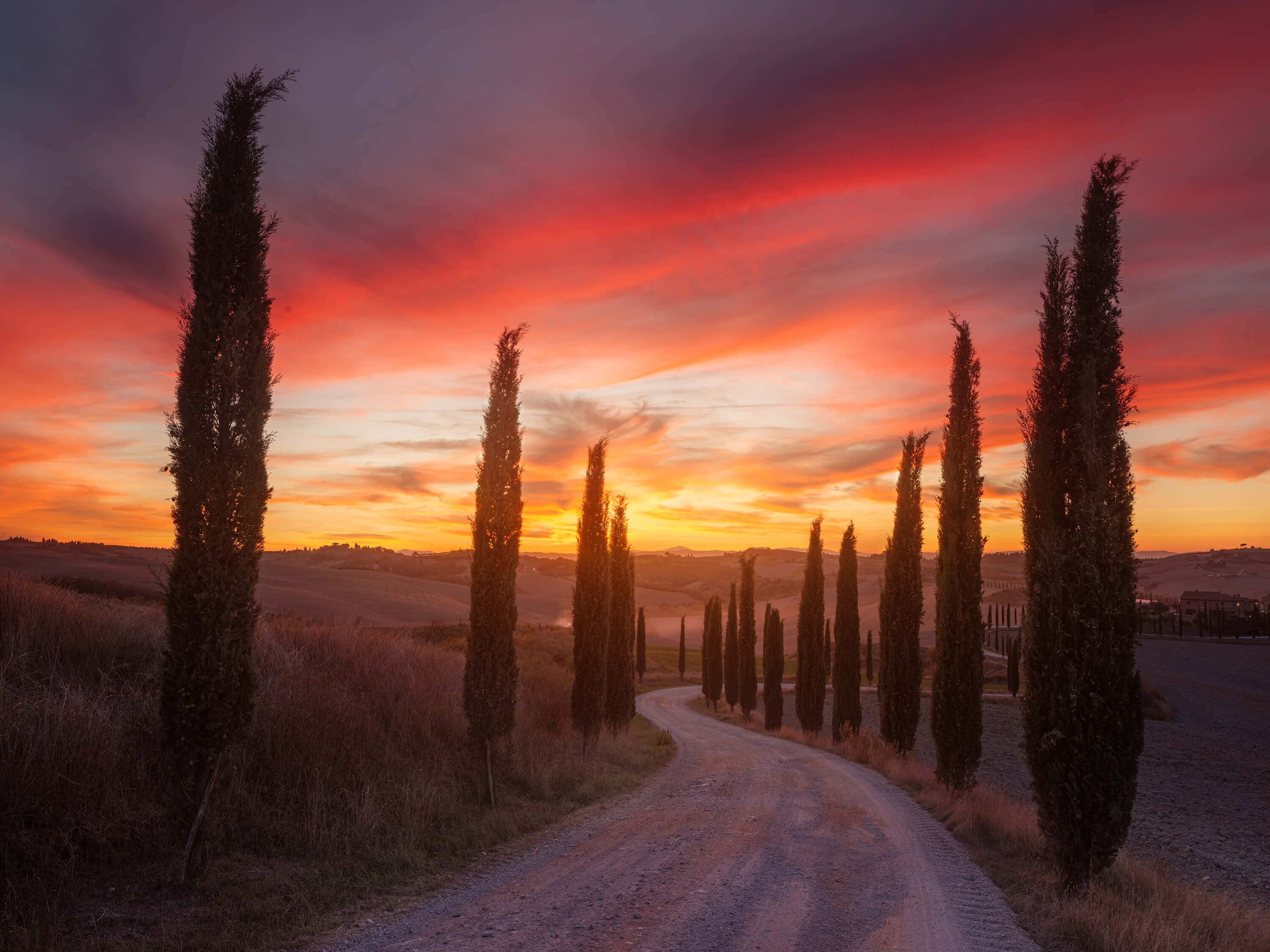 Landscape Tuscany sunset