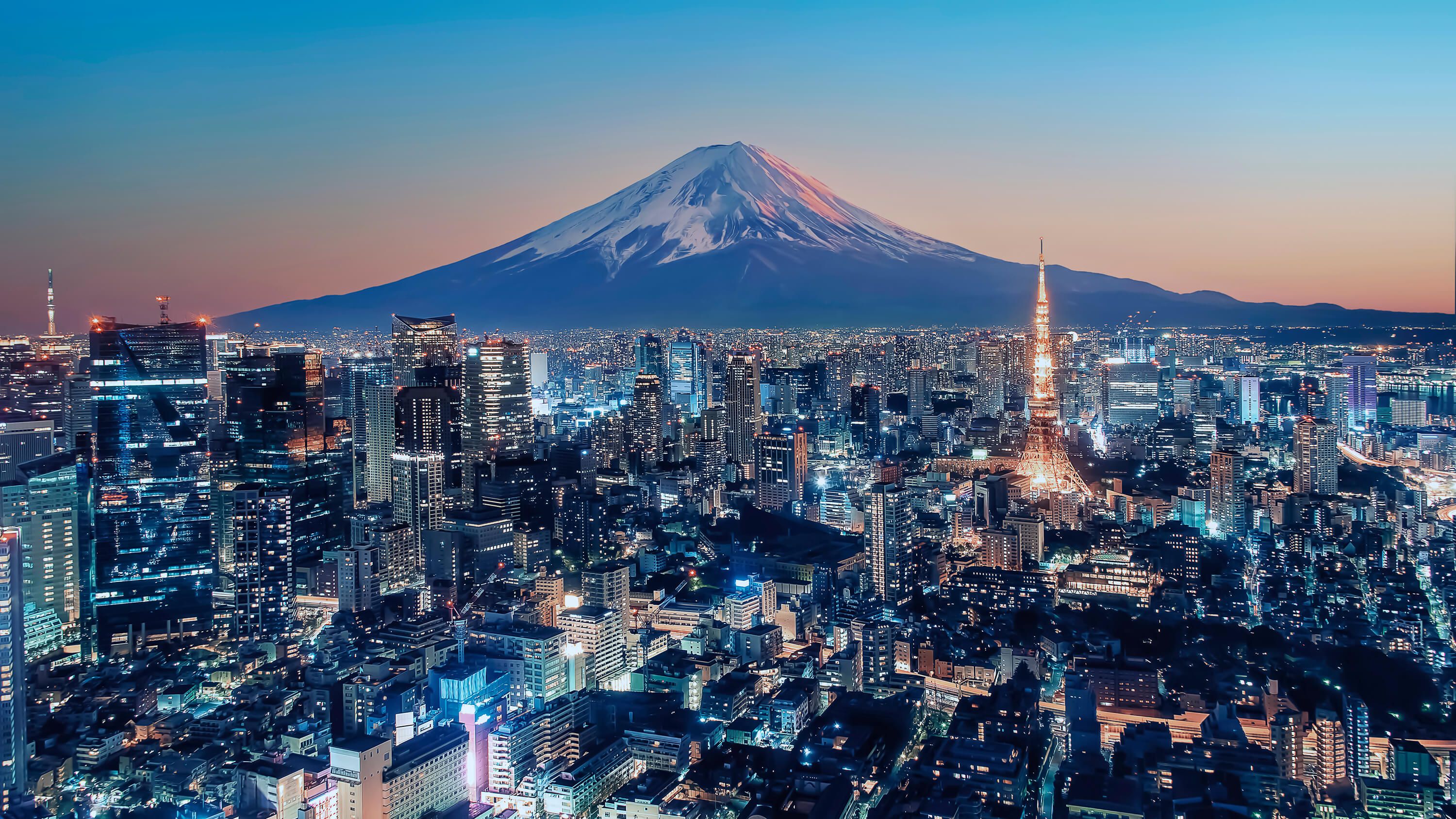 wallpaper Tokyo bij zonsondergang wallpaper Tokyo bij zonsondergang