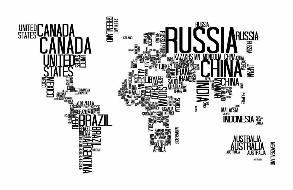 Carte du monde typographique Carte du monde typographique