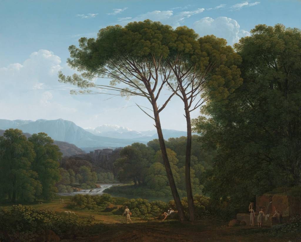Paysage italien avec des pins Paysage italien avec des pins