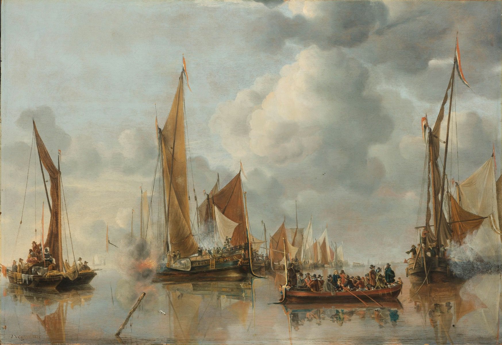 Le sloop du gouvernement salué par la flotte intérieure Le sloop du gouvernement salué par la flotte intérieure