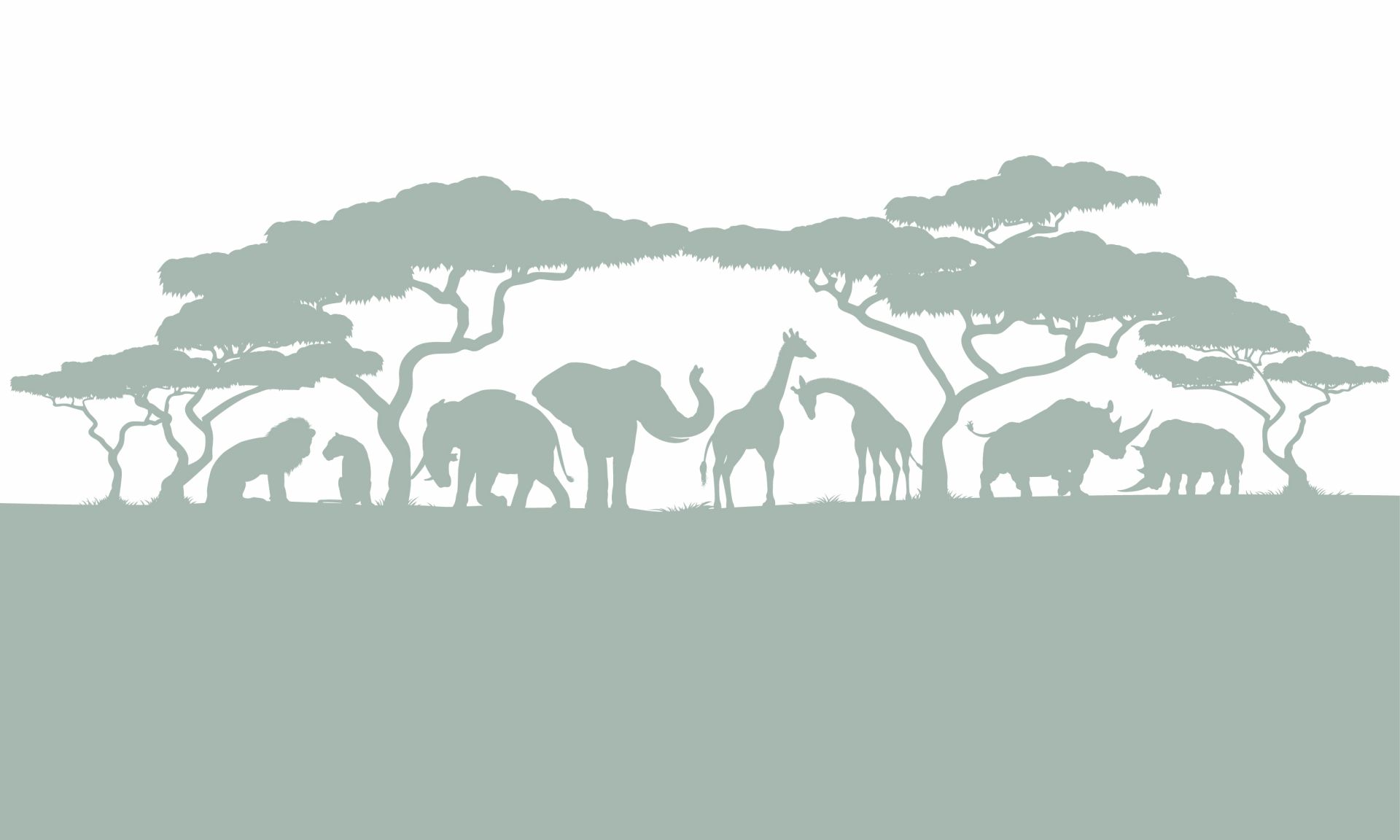 Silhouettes d'animaux de safari, vert clair main product photo