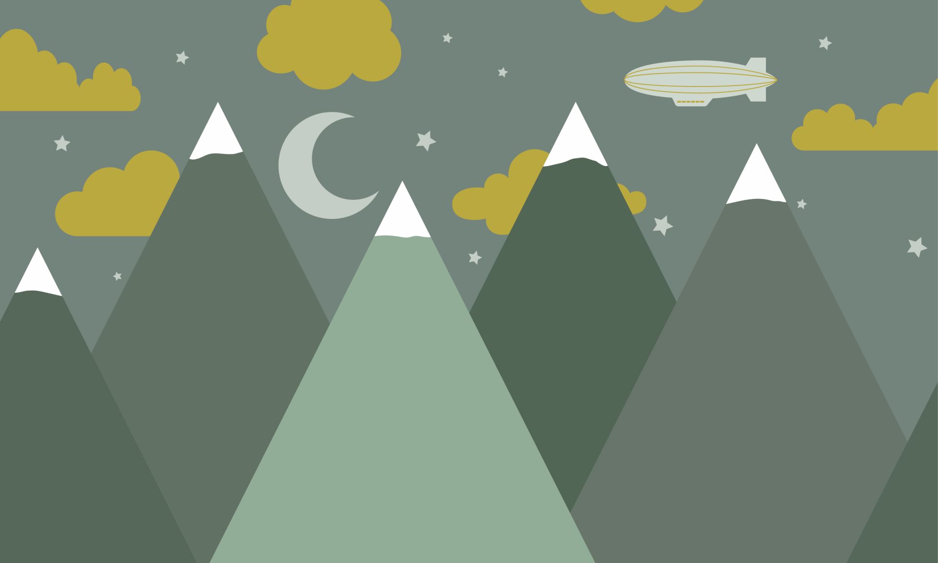 Des montagnes vertes la nuit