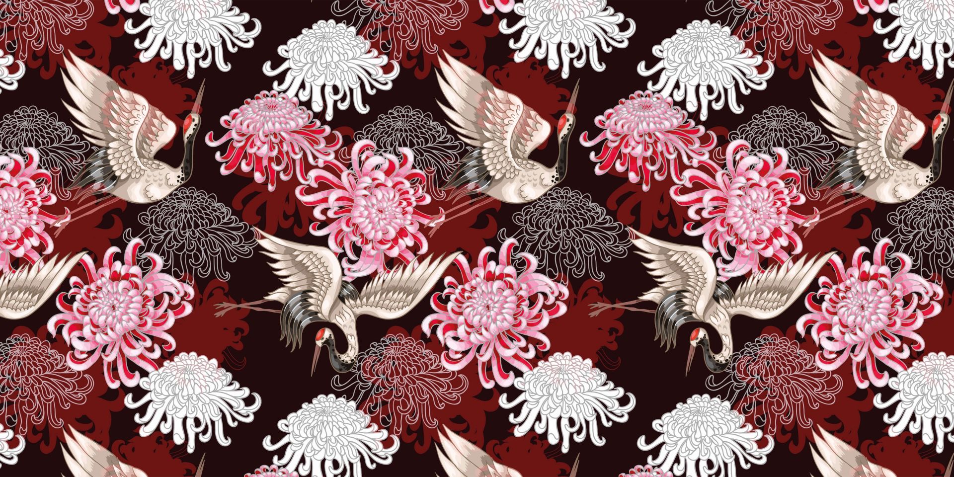 Motif de grue rose