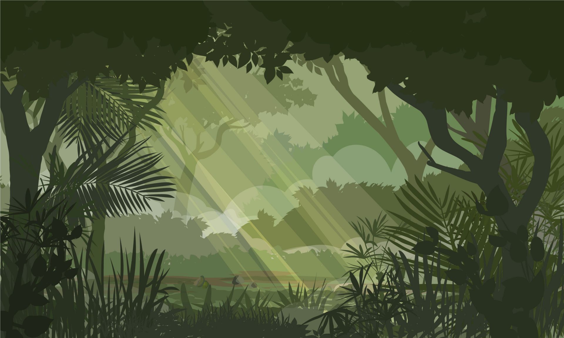 Illustration de la jungle verte main product photo
