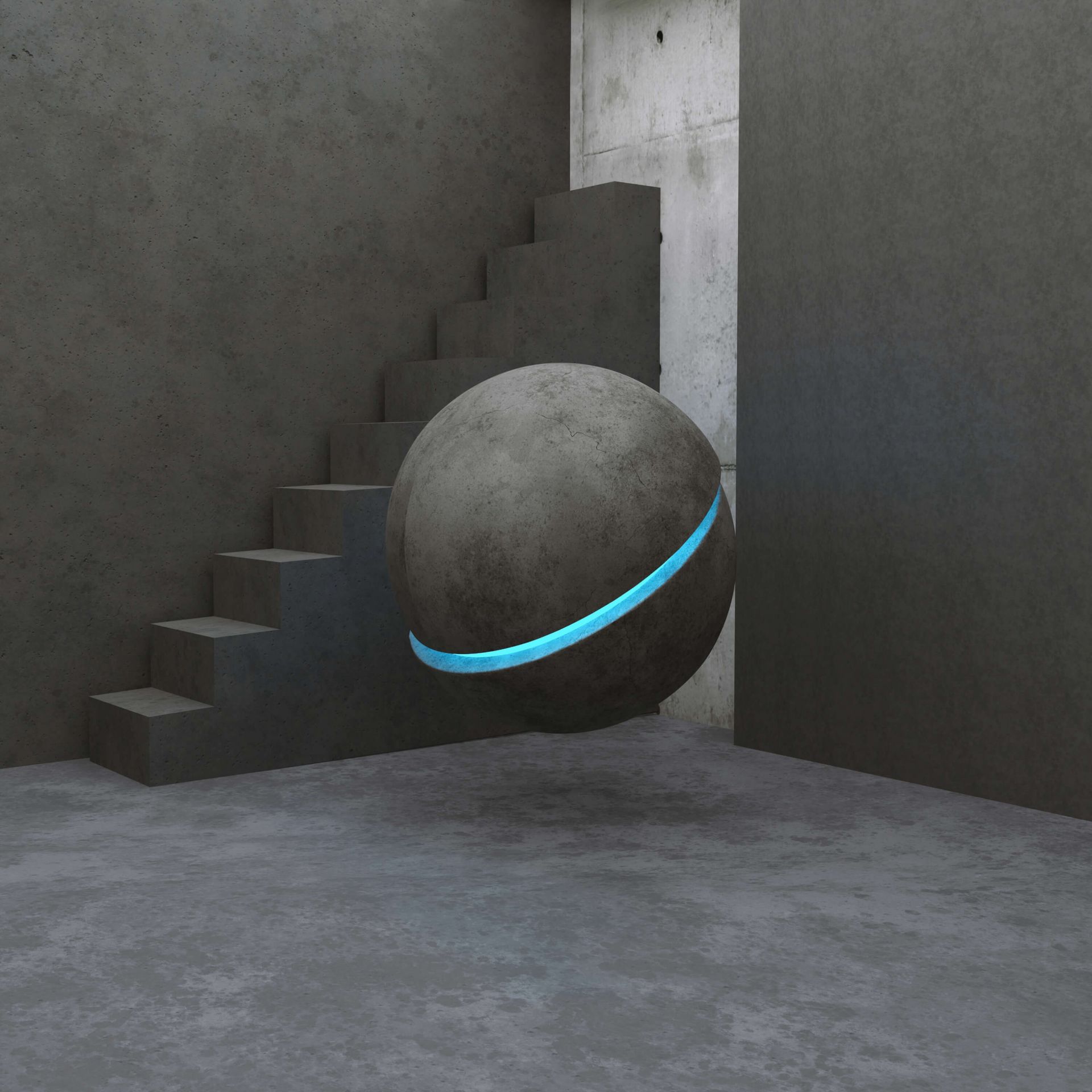 Escalier avec boule flottante 3D main product photo