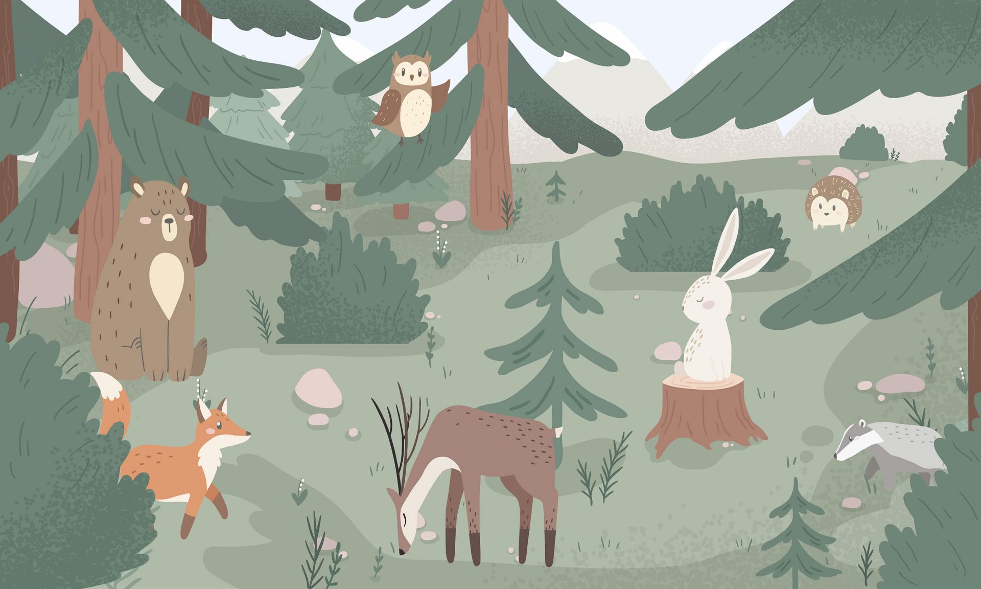 Forêt avec des animaux main product photo
