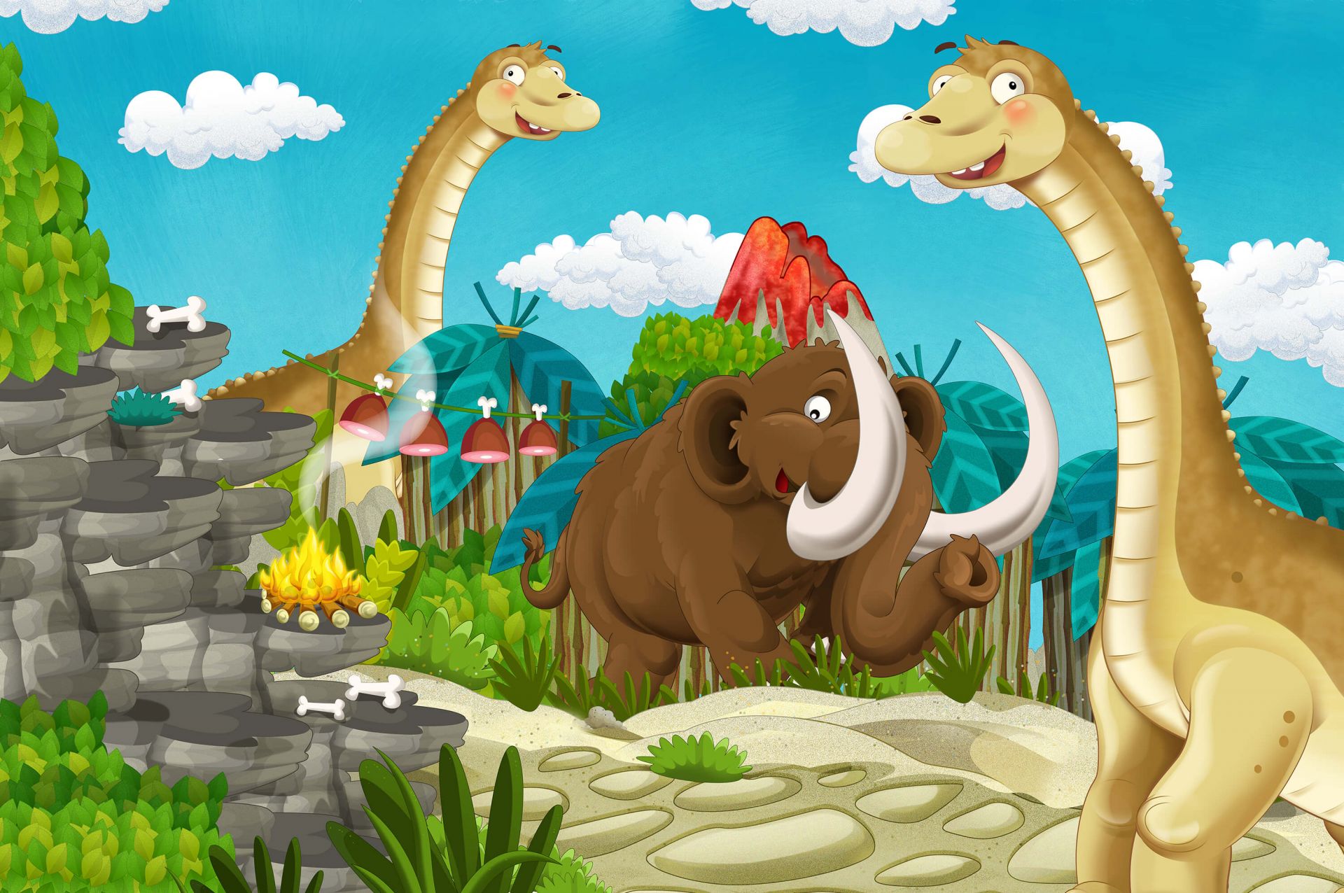 Un dinosaure et un mammouth main product photo