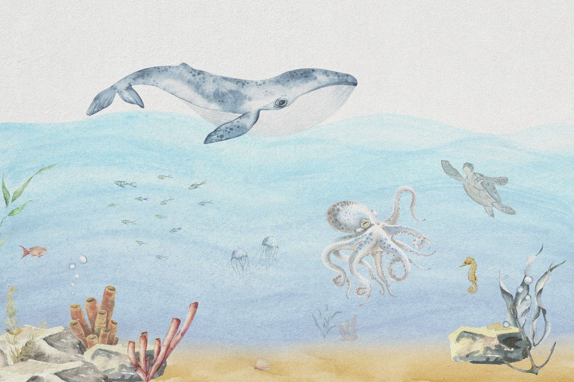 Le monde sous-marin avec une baleine