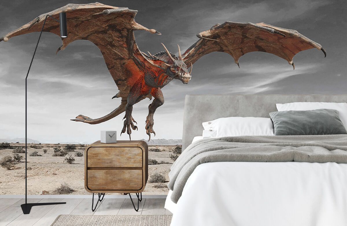 Dragons volants - papier peint