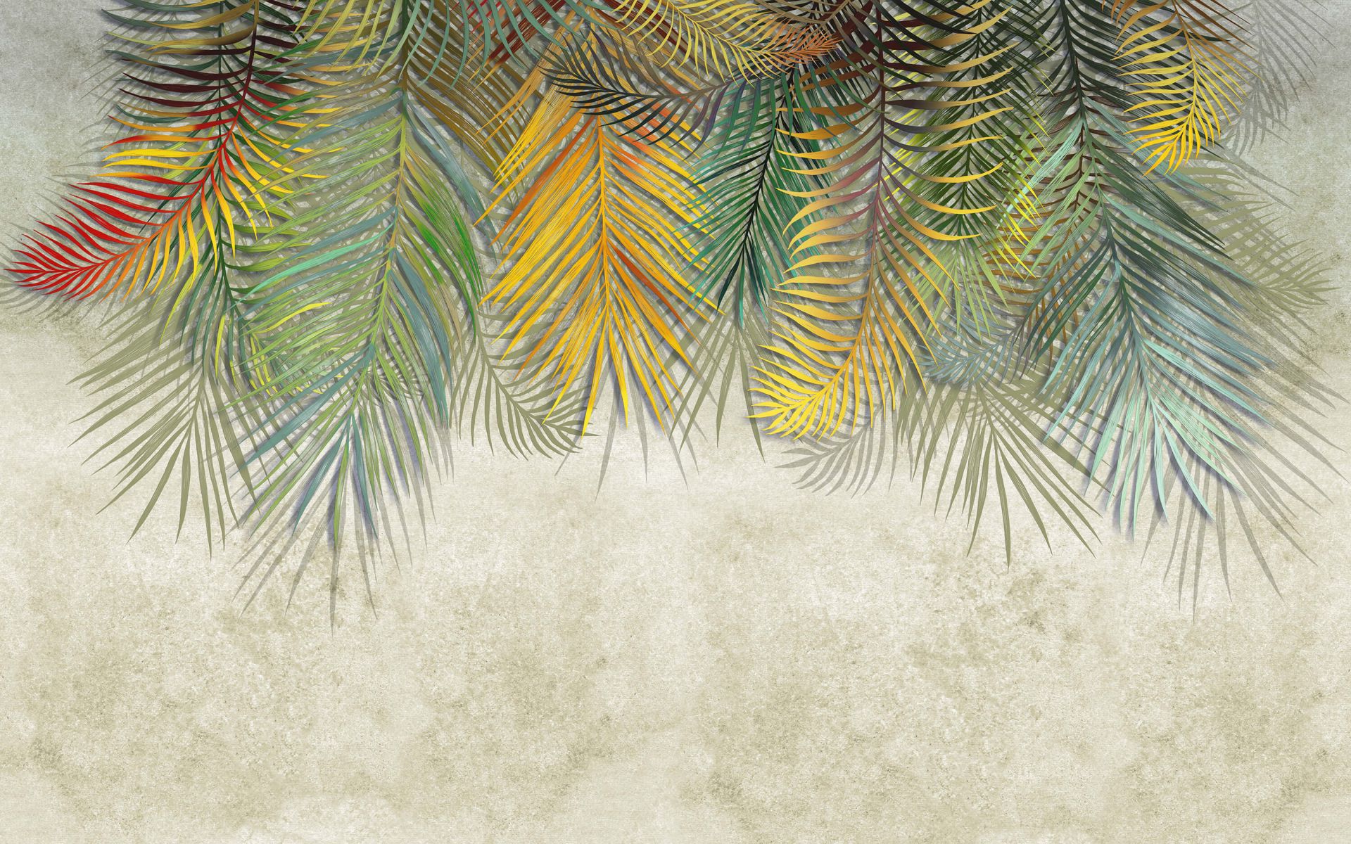 Feuilles de palmier arc-en-ciel