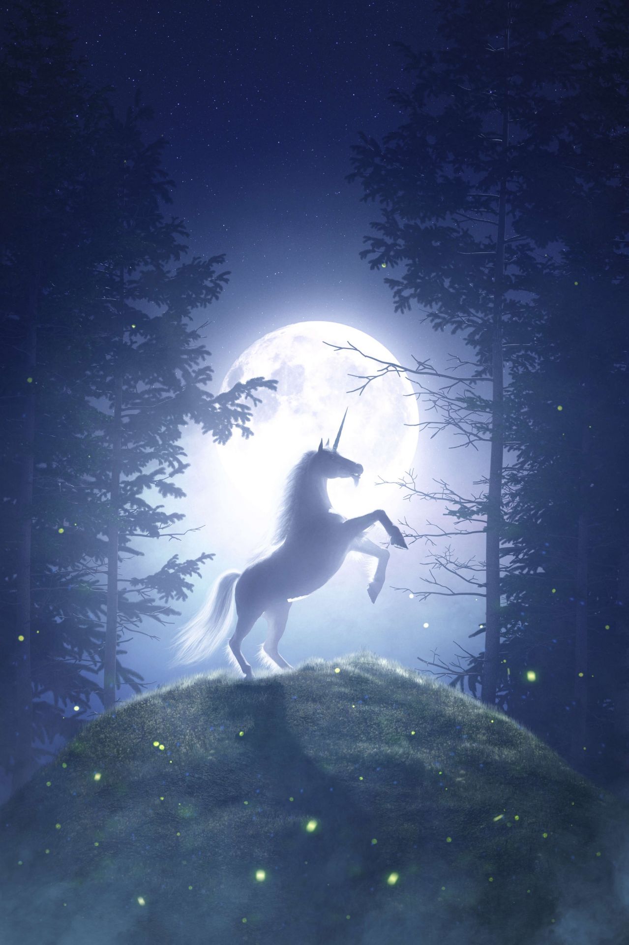 Licorne à la pleine lune Licorne à la pleine lune