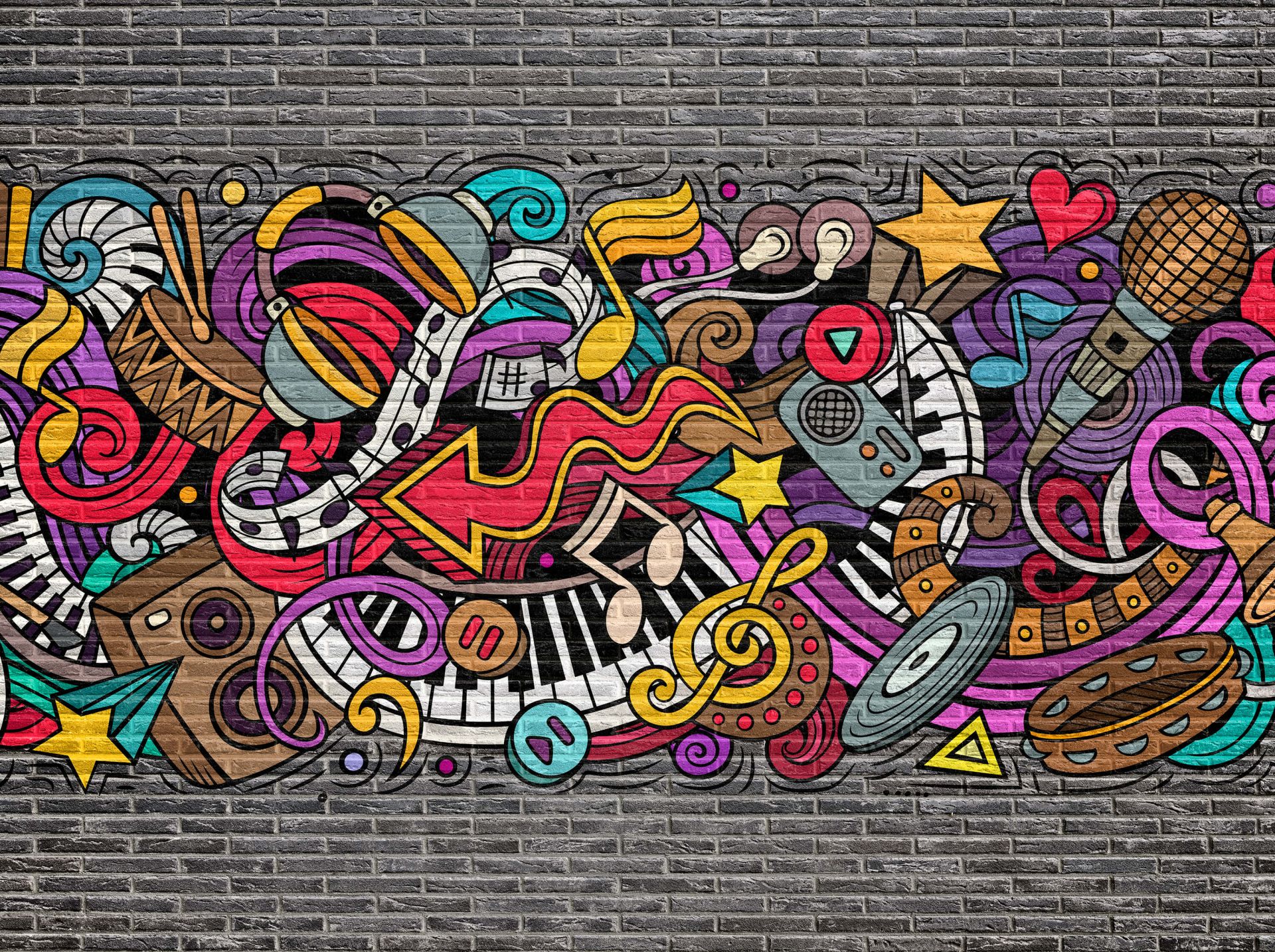 Graffitis musicaux sur briques