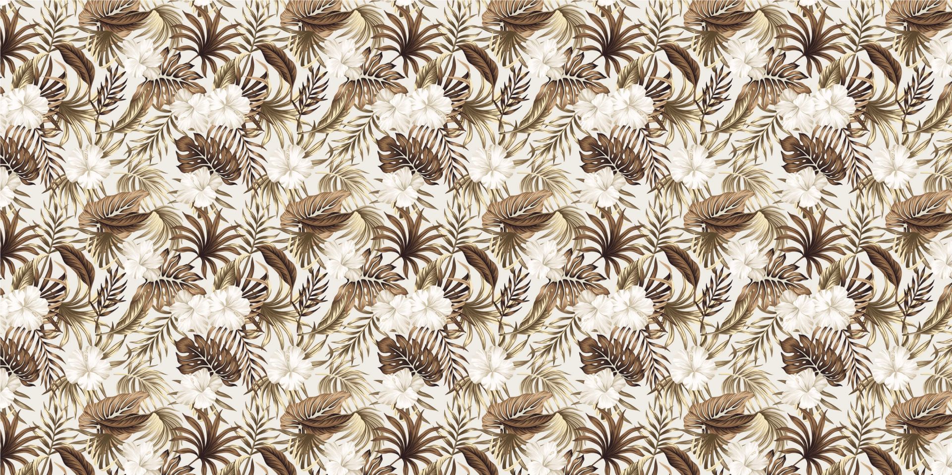Fleurs tropicales, beige