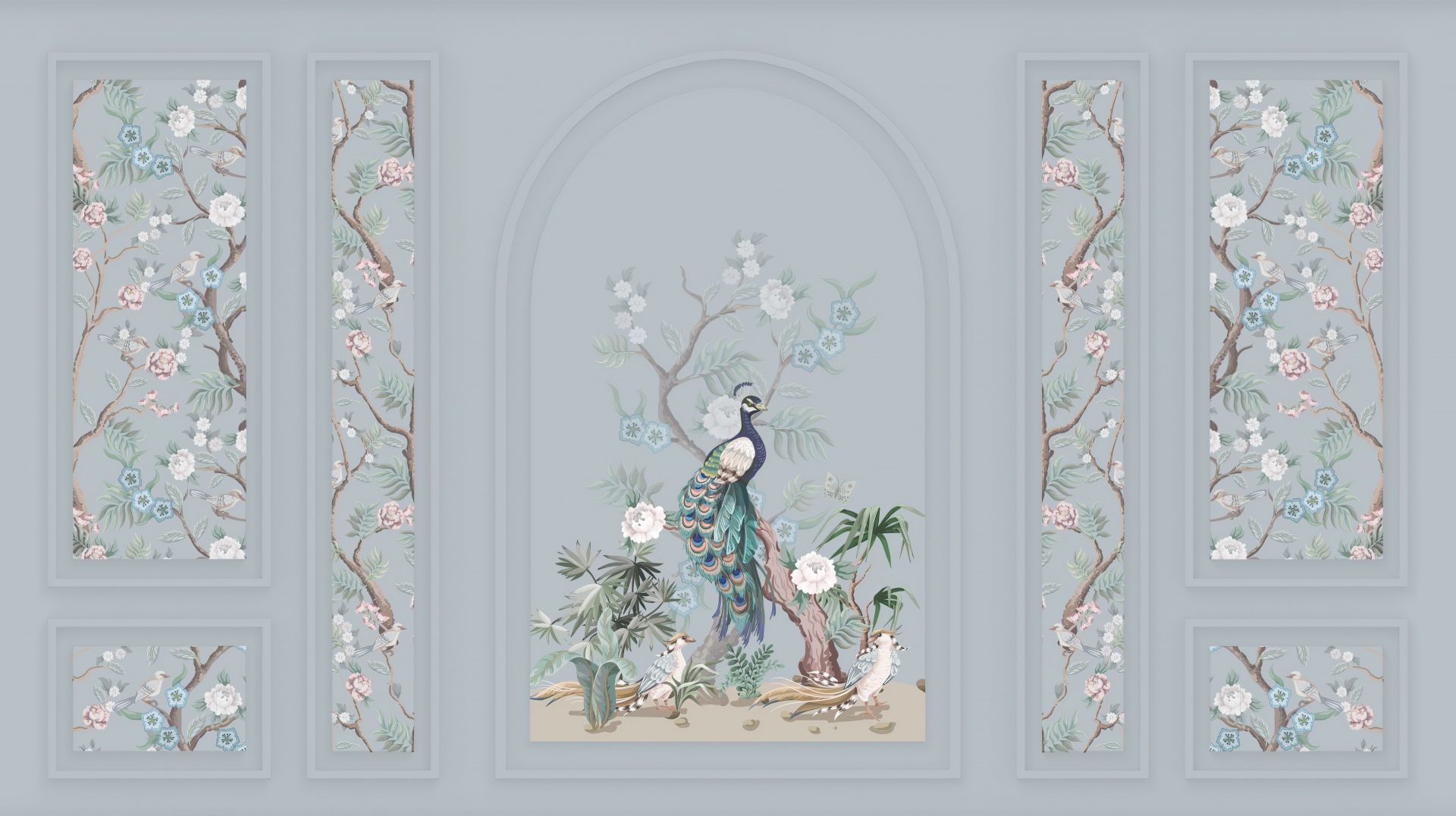 Peacock Paradise, blue