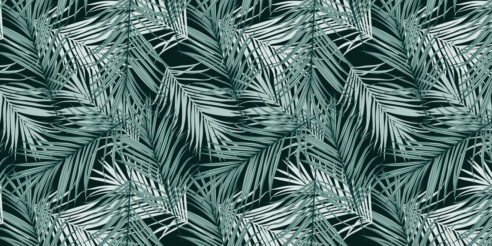 Feuilles tropicales bleu canard sur fond noir Feuilles tropicales bleu canard sur fond noir