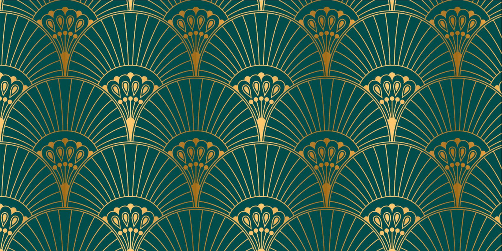 Éventail Art déco en bleu canard
