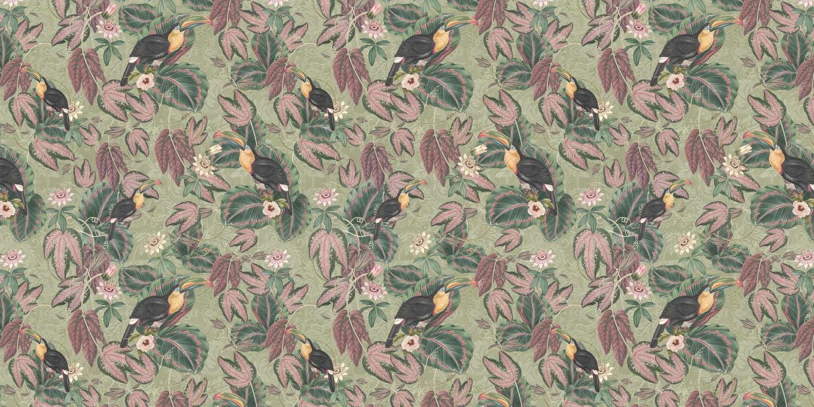 Oiseaux & toucans de la jungle tropicale - vert sauge